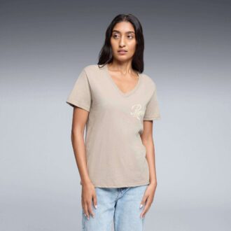 Essentials Script T-shirt med V-hals til kvinder