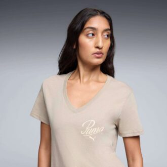 Essentials Script T-shirt med V-hals til kvinder