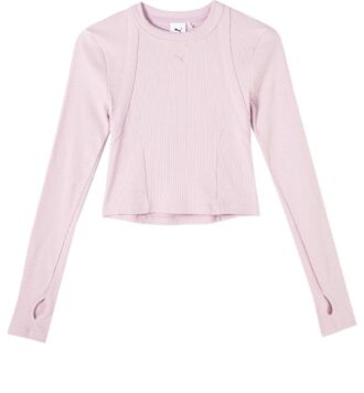 (WMNS) Ensfarvet T-shirt med lange ærmer “Pink”