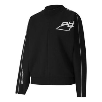 (WMNS) Evide Logo Print Rund Hals Sweatshirt Sort