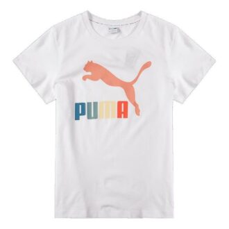 (WMNS) Klassisk Logo Interest T-shirt med Logo Casual Rund Hals Kortærmet Hvid