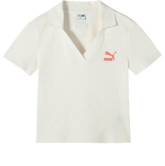 (WMNS) Logo Poloshirt “Beige Rød”