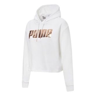 (WMNS) Metallisk Logo Hættetrøje “Hvidguld”
