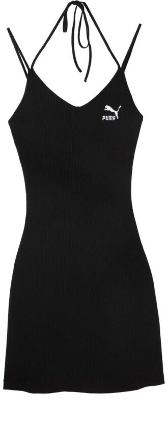 (WMNS) Ribbet Kjole med Logo “Sort”