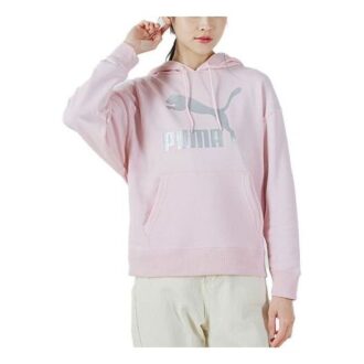 (WMNS) Stort Logo Athleisure Casual Sports Hættetrøje Pink