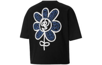 (WMNS) x MR DOODLE Løs T-shirt med Crossover Graffiti og Stort Logo Kortærmet Sort