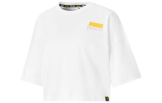 (WMNS) x PEANUTS Broderet Logo Rund Hals Kort Løstsiddende Kortærmet Hvid